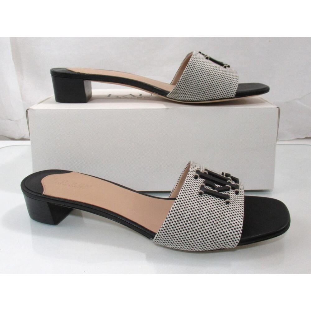 Lauren Ralph Lauren Fay Logo Slide Dress Stacked Heel Sandals Black Size 8.5 - Picture 3 of 8